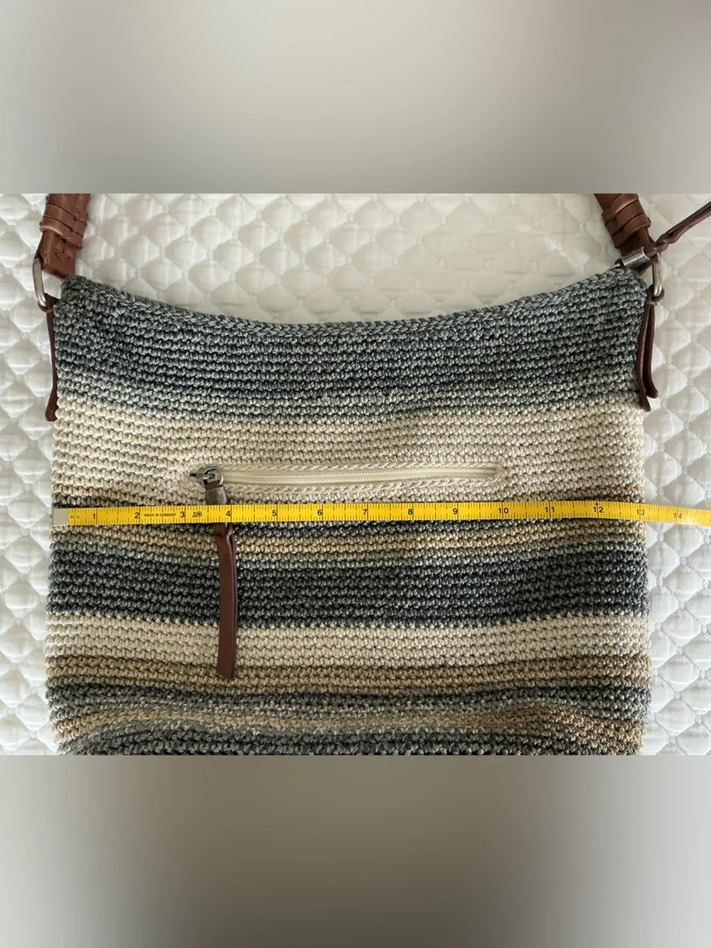 The Sak Sequoia Striped Crochet Hobo Bag in Brown and Cream